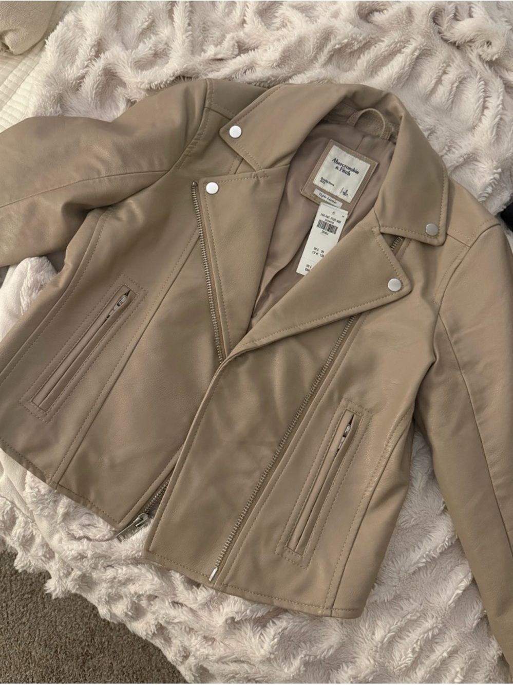 Abercrombie & Fitch Women's Beige Leather Jacket